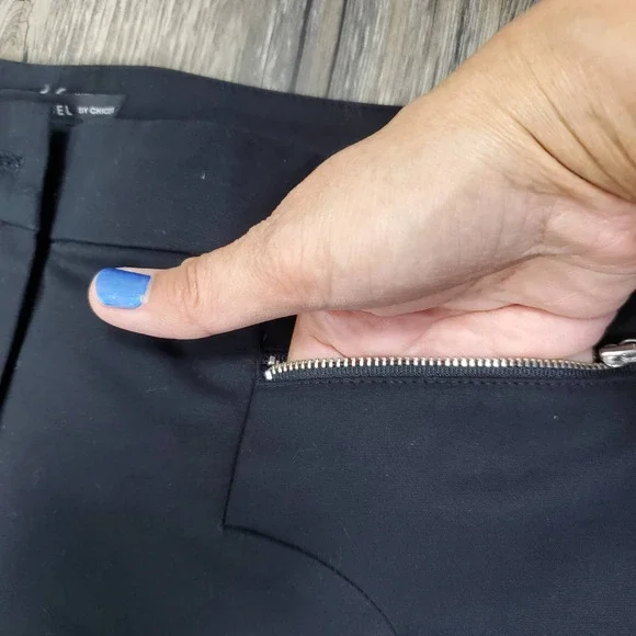 Black Label by Chico's Chino Tapered Black Dress Pants Size 4 - Picture 2 of 9